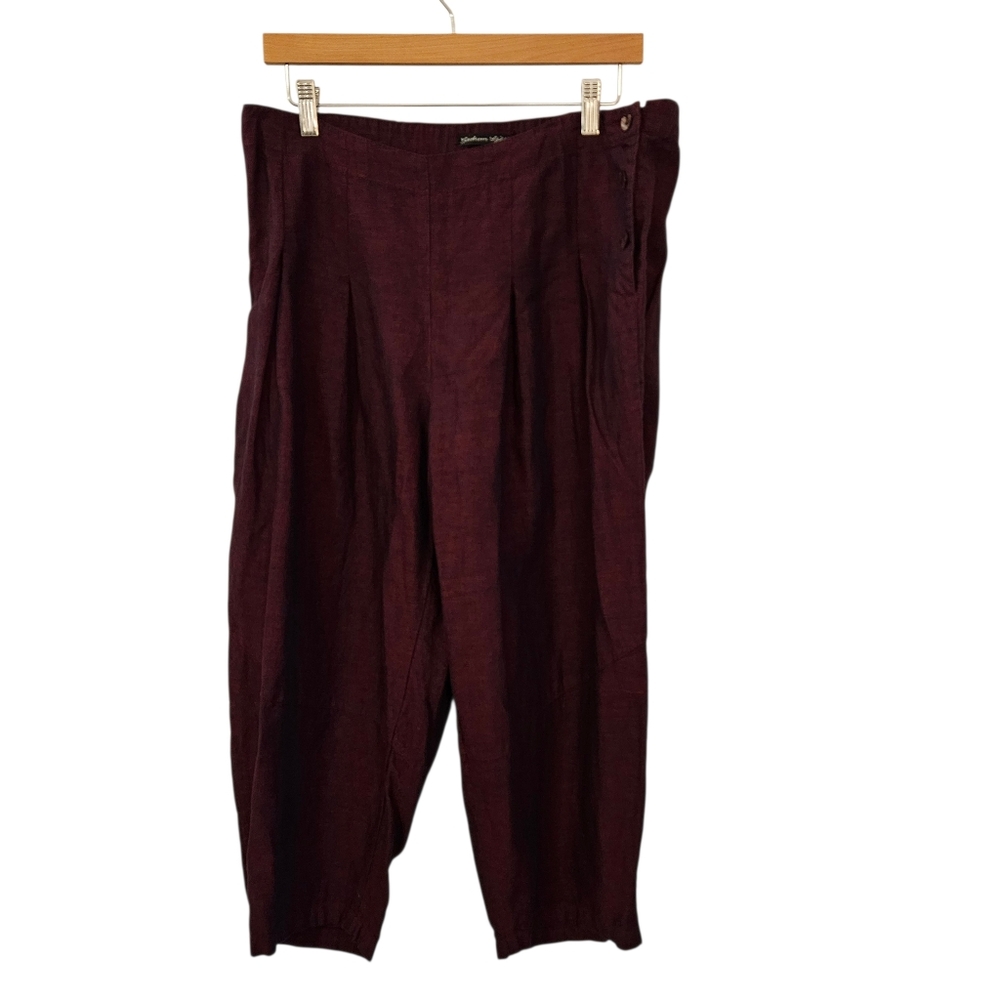 Gudren Sjodren Purple Barrel Harem Puff Crop Pants Organic Linen Purple, L